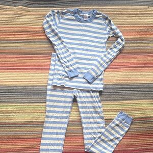 Hanna Andersson Blue and White Striped Kids Pajama Set 14 160cm